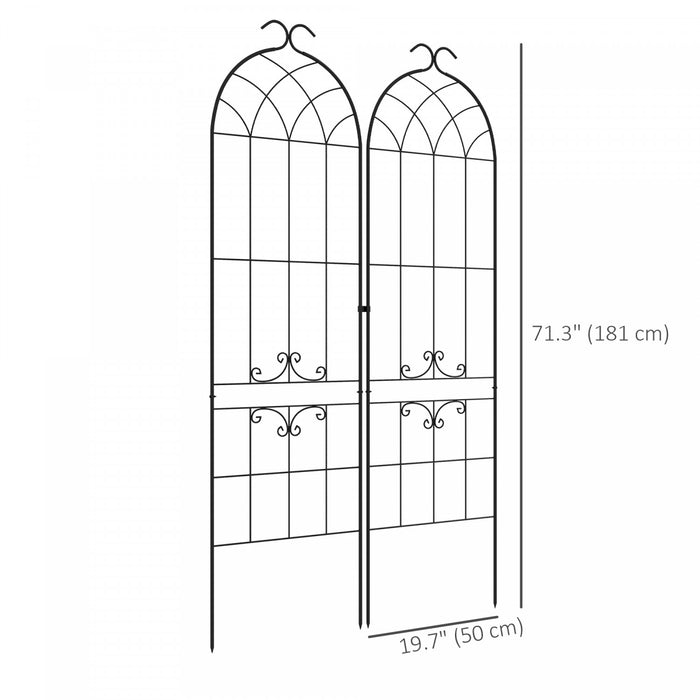 Outsunny 2 Pcs Garden Trellis For Climbing Plants, Outdoor Metal Trellis