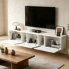 Lumina 64.9 Inch Wall-Mounted TV Cabinet with LED Lights and Acrylic Doors, White | Lumina Meuble TV Mural 64.9 po avec Lumieres LED et Portes Acryliques, Blanc