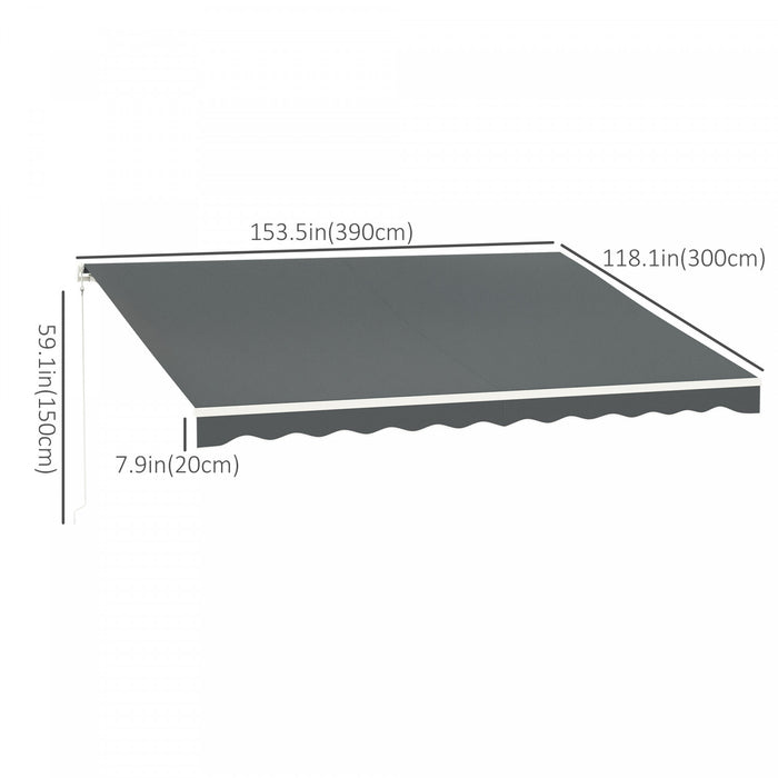 Outsunny 10' X 13' Electric Retractable Awning W/ Remote Controller, Gray