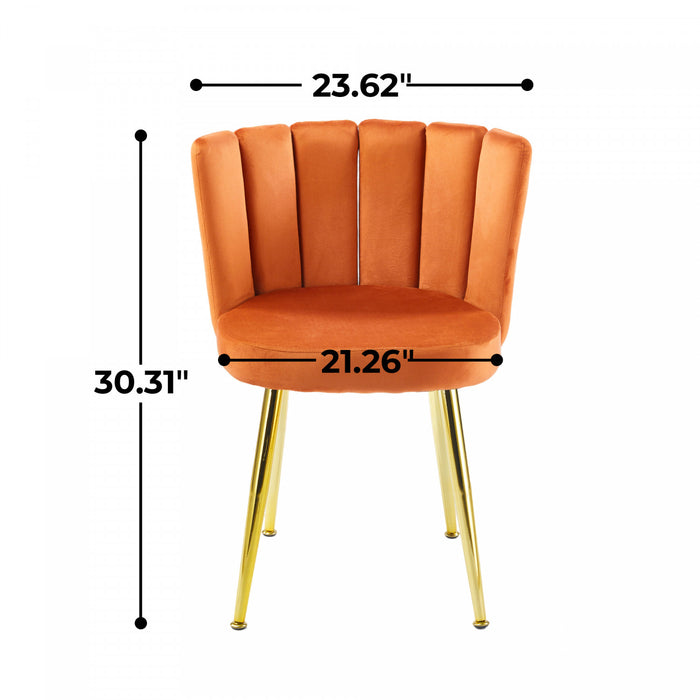 Aiden 5-Piece Dining Set with Glass Table and Velvet Chairs,Orange Dining Room Set