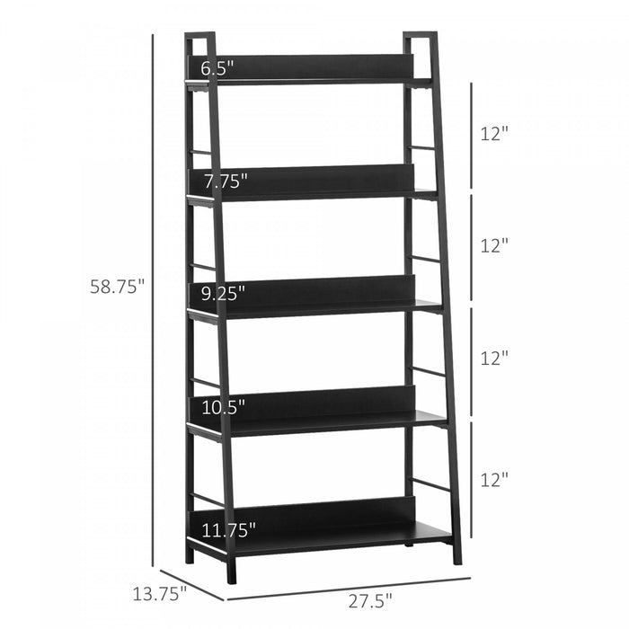 HOMCOM Modern 5-Tier Bookshelf Storage with Metal Frame Wooden Bookcase