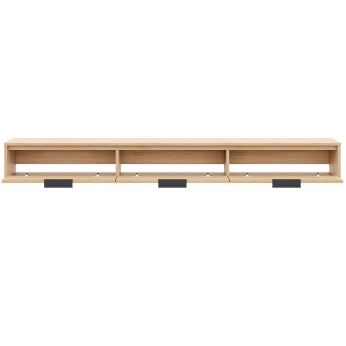 Nordika Slim 72\" Wall-Mounted TV Stand with 3 Storage Cabinets - Natural Blonde Oak