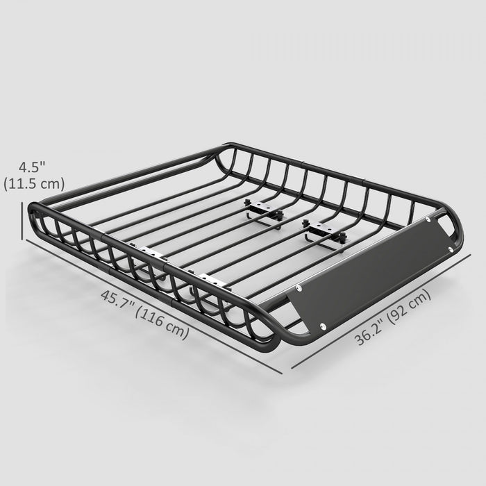 Soozier Roof Rack Cargo Carrier Basket, 150LBS Heavy Duty Roof Basket, 46\" x 36\" x 4.5\" Rooftop Cargo Carrier for SUV, Truck, Car, Top Luggage Storage Holder for Travel, Camping