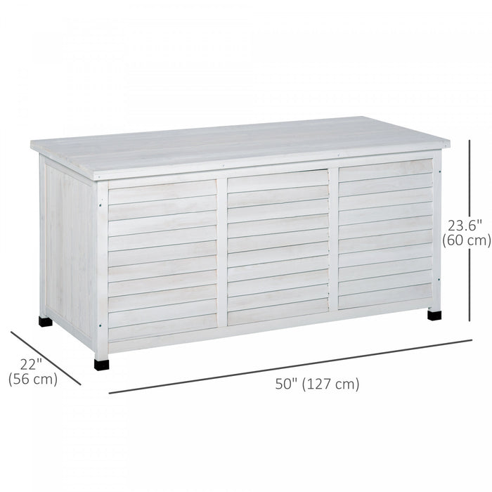 Outsunny Wooden Deck Box Outdoor Storage Container With Aerating Gap White