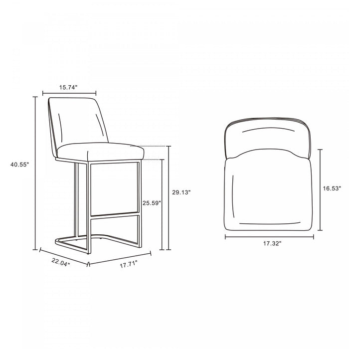 Serena Modern Metal Upholstered Barstool in White - Set of 3 Bar Stool