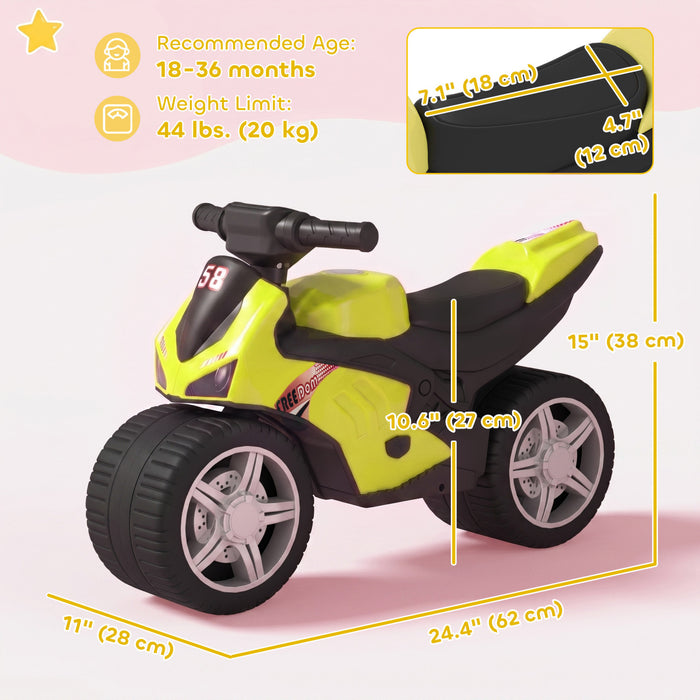 Qaba Balance Bike for Toddlers 1-3 Years, Baby Balance Bike with Music and Extra-Wide Tires for Boys and Girls, Green