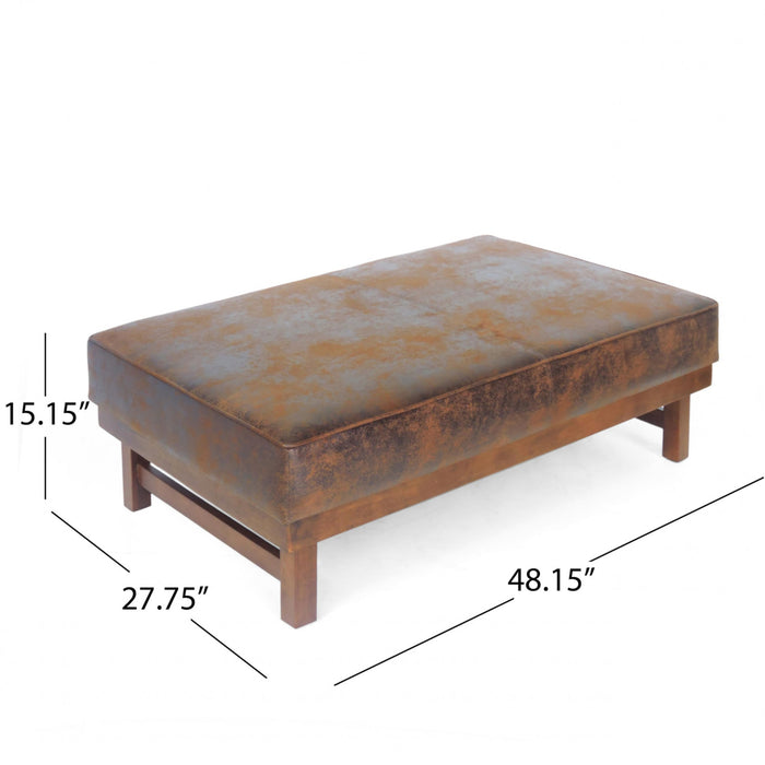 Harrison Large Ottoman Coffee Table with Faux Leather and Storage Function - Brown