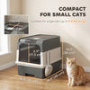 PawHut Cat Litter Box with Lid, Enclosed Kitty Litter Box with Pull-Out Drawer Tray, Scoop, 4 Deodorization Bags, Front Entry & Top Exit, Easy to Clean for Cats under 4 kg, Grey