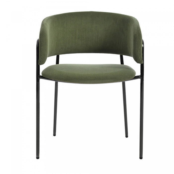 Ethan Set of 6 Modern Corduroy Upholstery Side Chair with Angled Legs and Adjustable Feet,Green Dining Chair