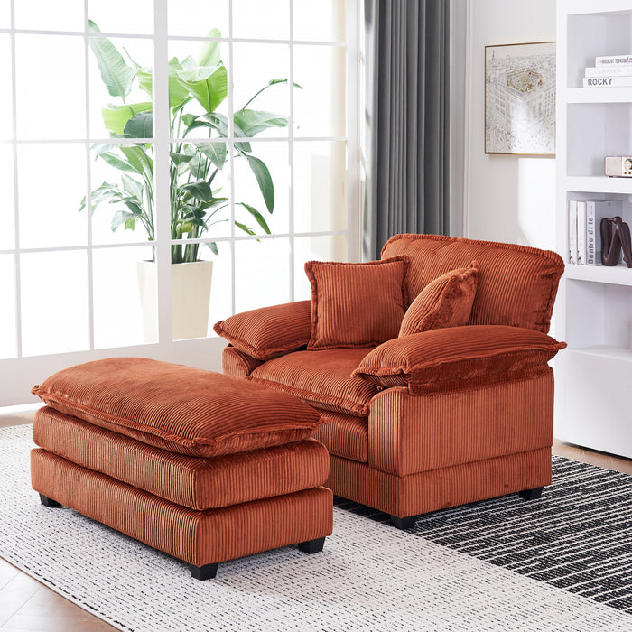 Liam 46.9\" Modern indoor corduroy sofa with 2 soft cushions ,Orange Sofa