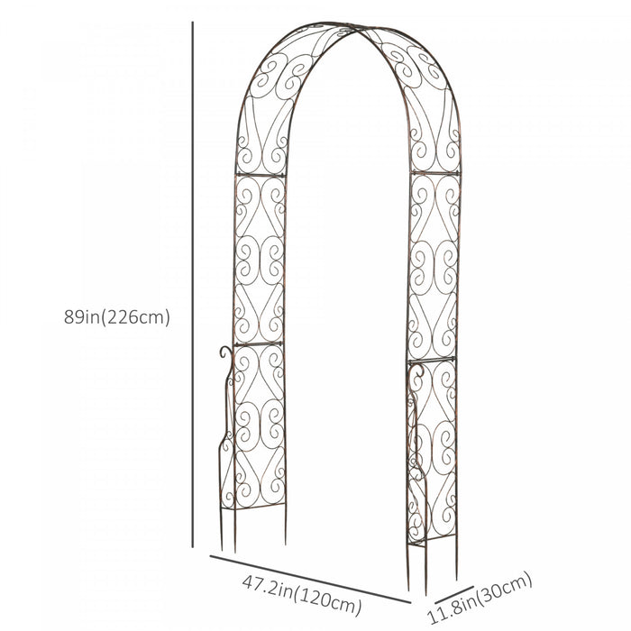 Outsunny 7.5ft Garden Metal Arch Outdoor Walkway Arbor For Decorative Climbing Vine Plants Patio Lawn Courtyard Party Ceremony Decoration Accessories Black