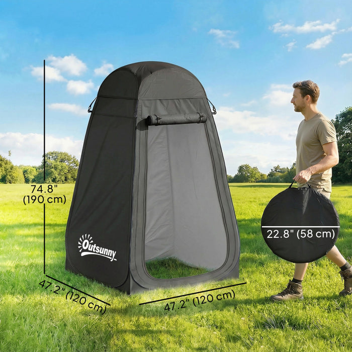Outsunny Pop Up Shower Tent, Outdoor Privacy Changing Dressing Room, Black