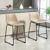 HOMCOM Bar Stools Set of 2, Counter Height Barstools with Back, Beige