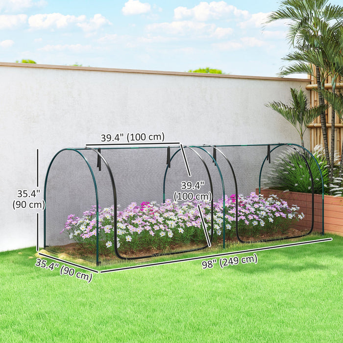 Outsunny 8 x 3ft Crop Cage with Two Zippered Doors Black