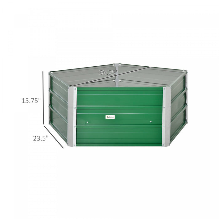 Outsunny Pentagon Galvanized Raised Garden Bed, Elevated Large Metal Planter Box W/ Install Gloves For Backyard, Patio To Grow Vegetables, Herbs, And Flowers, Green