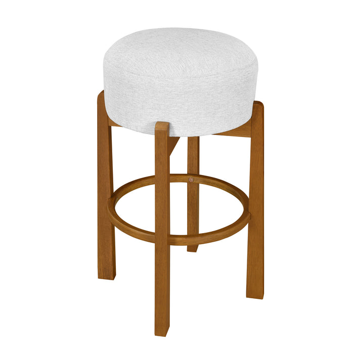 Vera Rubber Wood Bar Stool Set of 2 Indoor Seating with Round Ivory Cushion,Walnut