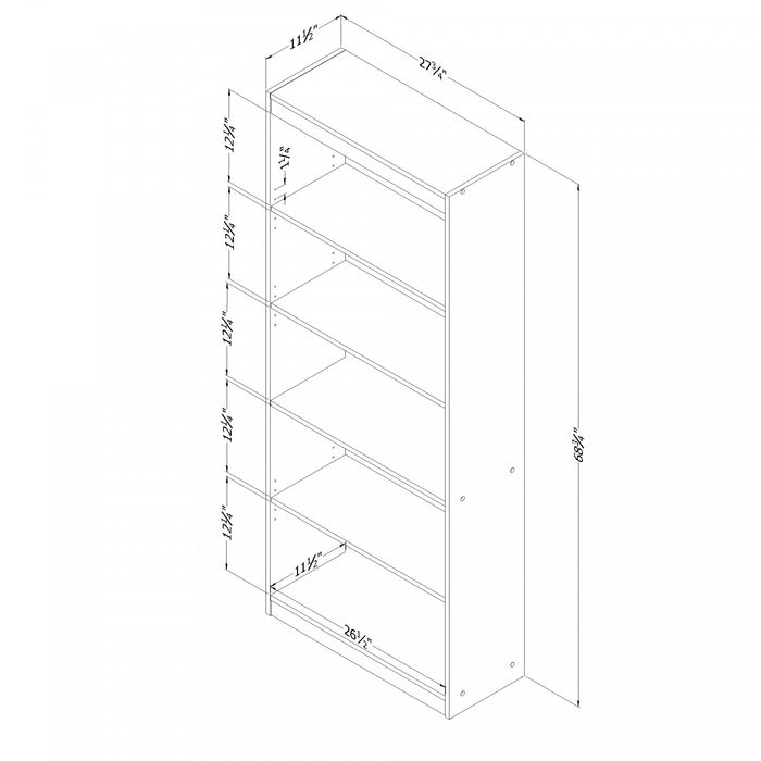 Axess 5-Shelf Bookcase - Pure Black