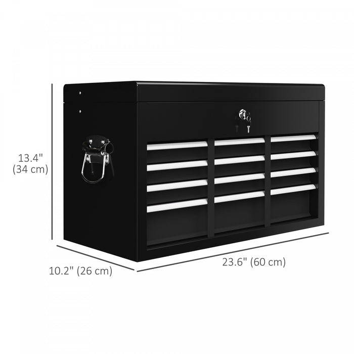 Homcom 6 Drawer 24\" Metal Tool Box With Top Case, Ball Bearing Slides