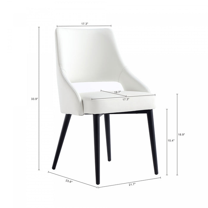 Tremont Modern Vegan Leather Metal Dining Chair in White - Set of 2