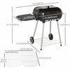 Outsunny Charcoal BBQ Grill with Warming Rack & Storage Side Table, Portable Barbecue Smoker with Lid, Heat Control, Wheels for Outdoor Cooking Camping Picnic, Black