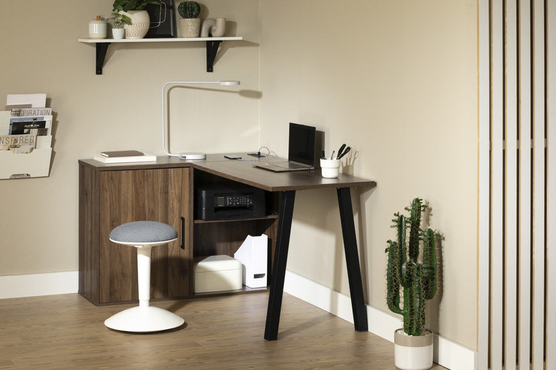 Zolten L-Shaped Desk with Power Bar - Natural Walnut