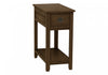 Accent Side End Table Nightstand Bedroom Narrow Storage Drawer Brown Veneer Transitional