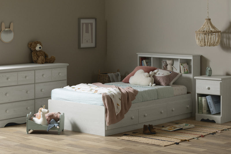 Summer Twin Breeze Bookcase Headboard with Storage - White Pine