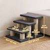 PawHut 3 Tier Pet Stairs Dog Cat 3 Steps Kitty Scratching Post Cat Scratch Furniture Dark Grey