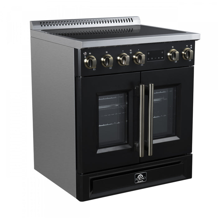 Forno Torino French Door 30 Inch Black Induction Range, 4.32 cu.ft. - FFSIN0950-30BLK Electric Range