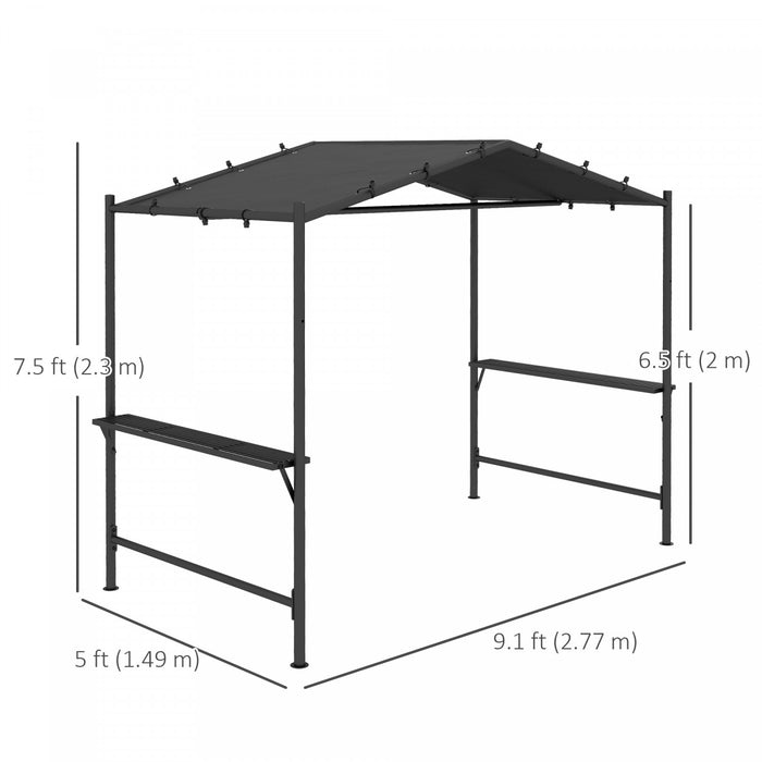 Outsunny 9' X 5' Bbq Grill Gazebo Tent, Garden Grill Canopy, Dark Grey