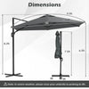 Costway 9 FT Patio Cantilever Umbrella with Sun-Protective Canopy, Top Air Vent Cross Base Gray