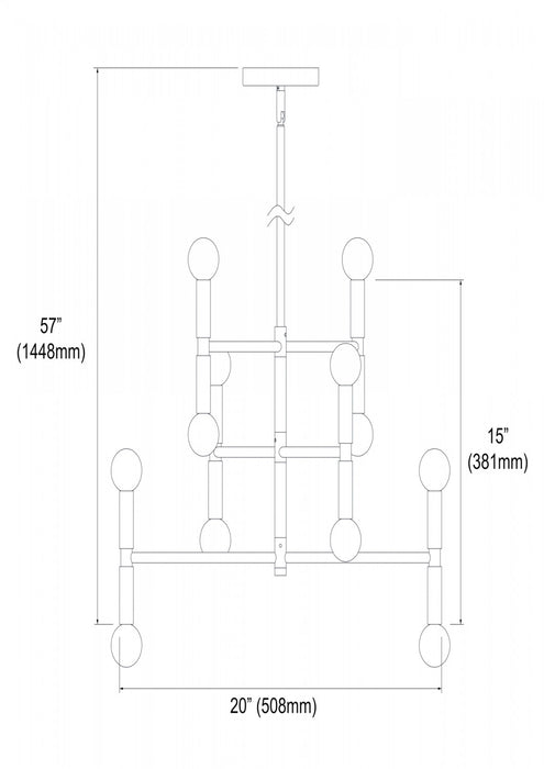 Dainolite Ava 12 Light Chandelier Small Matte Black Finish Lamp