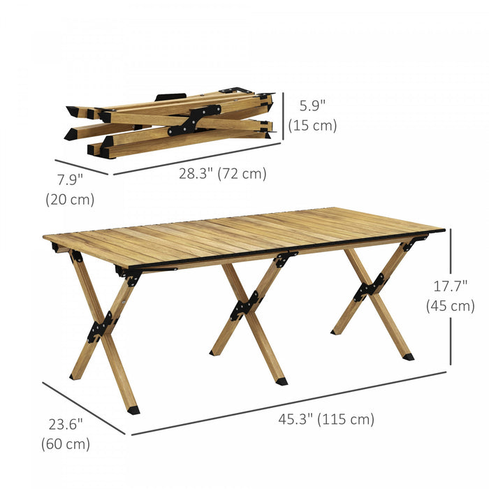 Outsunny Folding Camping Table, 4ft Aluminum Picnic Table With Roll-up Top