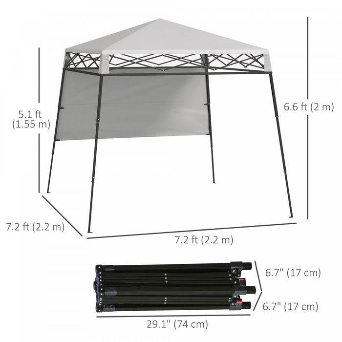 Outsunny 7' X 7' Garden Foldable Pop Up Gazebo Tent With Backpack & Adjustable Legs Outdoor Party Canopy, White & Black