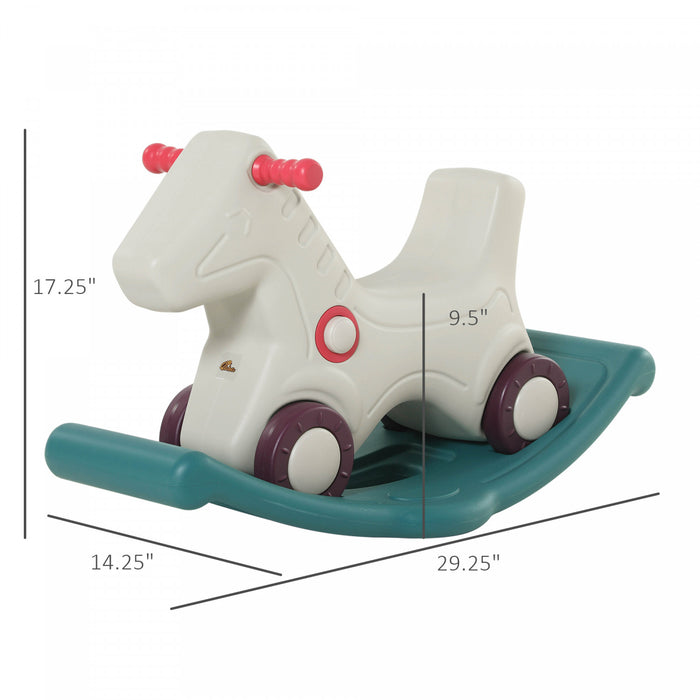 Qaba Rocking Horse 2 In 1 Ride On Toys And Sliding Car For Kids Baby Rocker Roller Toddler Playset Indoor Outdoor 1-4 Years Old