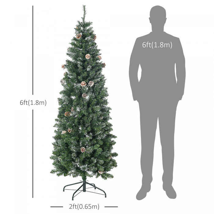 Homcom 6' Artificial Christmas Tree With Snow-dipped, Auto Open