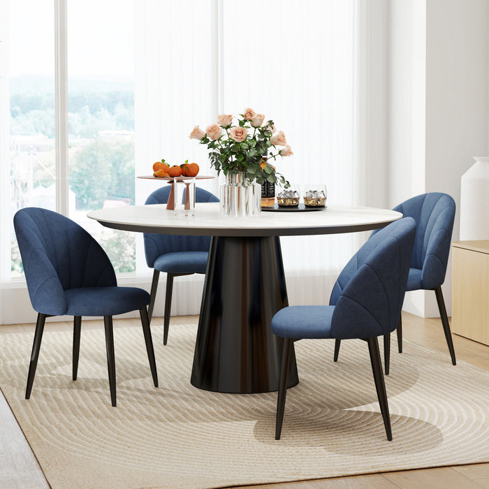HOMCOM Dining Chairs Set of 4 Kitchen Chairs with Metal Legs Blue