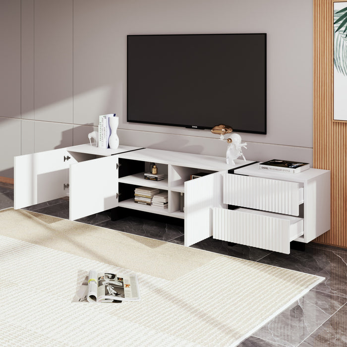 Emily 74.7\" Large Storage TV Cabinet with Doors and Drawers,Black Tv Stand