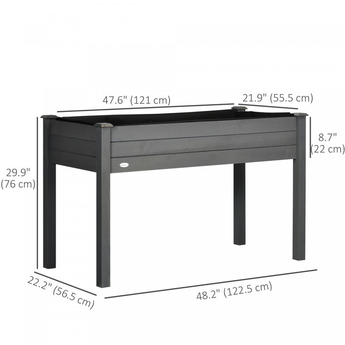 Outsunny 48\"x22\"x30\" Elevated Planter Box, Wooden Patio Raised Garden Bed