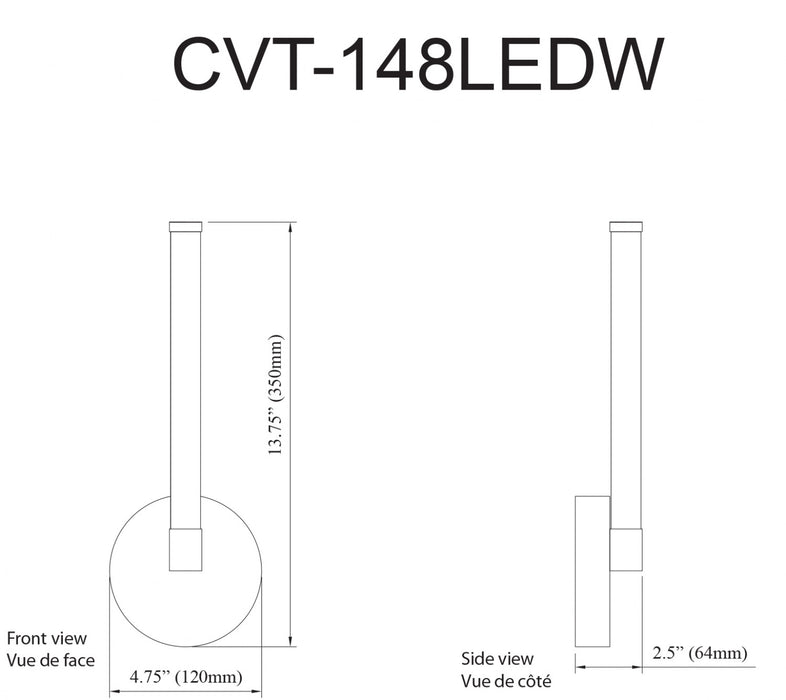 Dainolite Corvette LED Wall Sconce 8w Aged Brass White Acrylic Diffuser Lamp