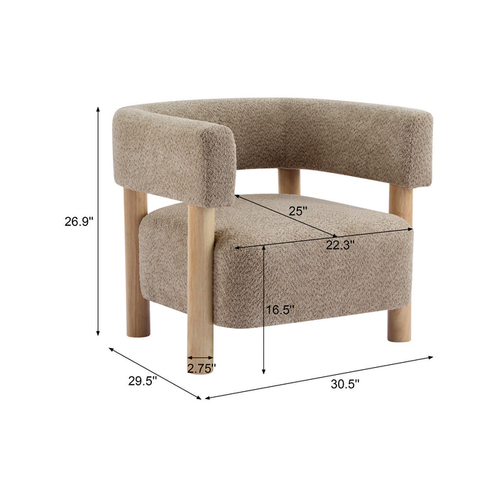 Evelyn Accent Arm Chair with Comfortable Seating and Boucle Upholstery,Light Camel Accent Chair