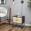 HOMCOM Nightstand with 2 Drawers and Steel Frame, Side Table, Black
