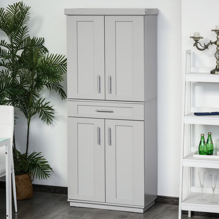 HOMCOM Modern Kitchen Pantry with Shelves, Grey