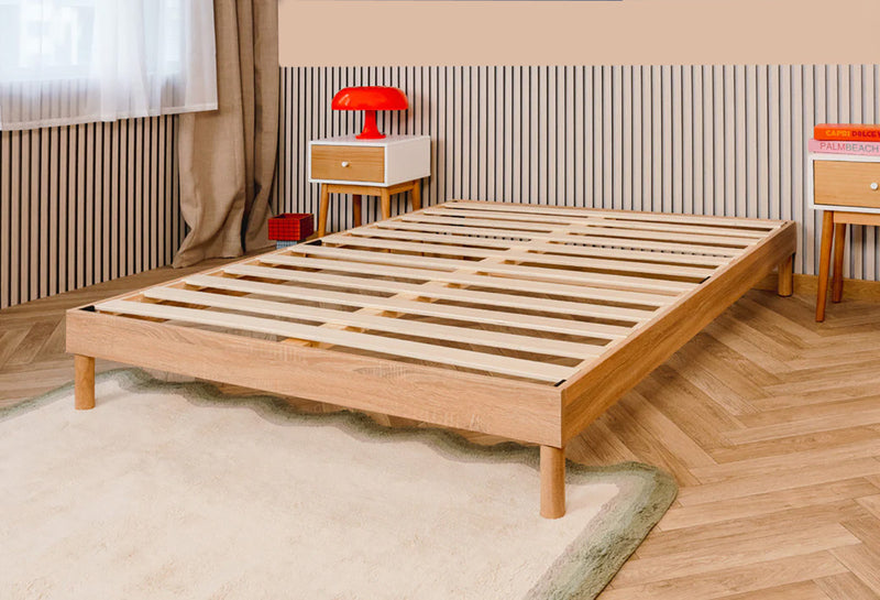 Smart Base Essential Queen Metal Platform Bed Frame - Natural