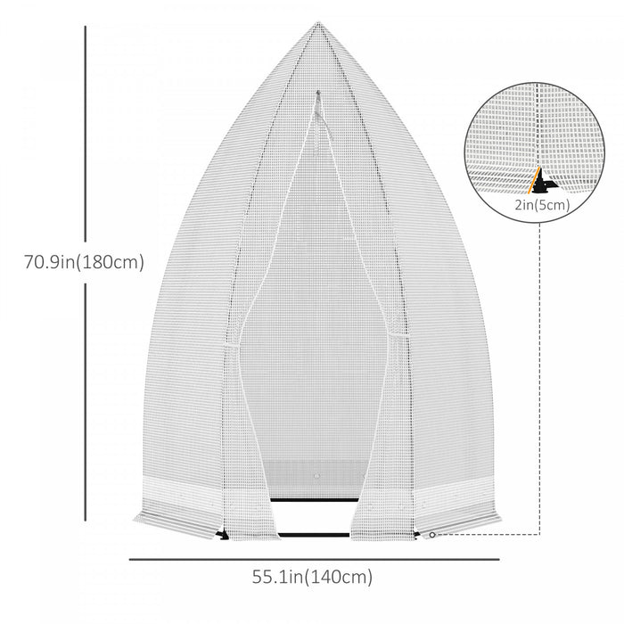 Outsunny 55\" X 55\" X 71\" Greenhouse Portable Hot House For Plants With Zippered Door For Outdoor, Garden, Patio, White