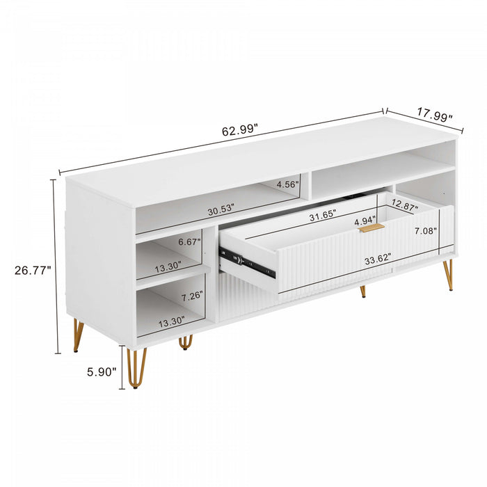 Dumbo Modern 63\" Fluted TV Stand in White