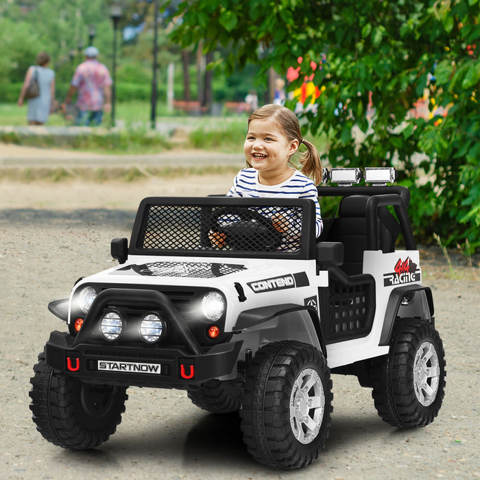 Costway 12v Kids Ride On Truck Remote Control Electric Car W/lights&music White
