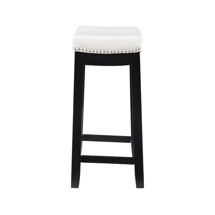 Claridge Faux Leather Backless Counter-Height Stool - Black and White