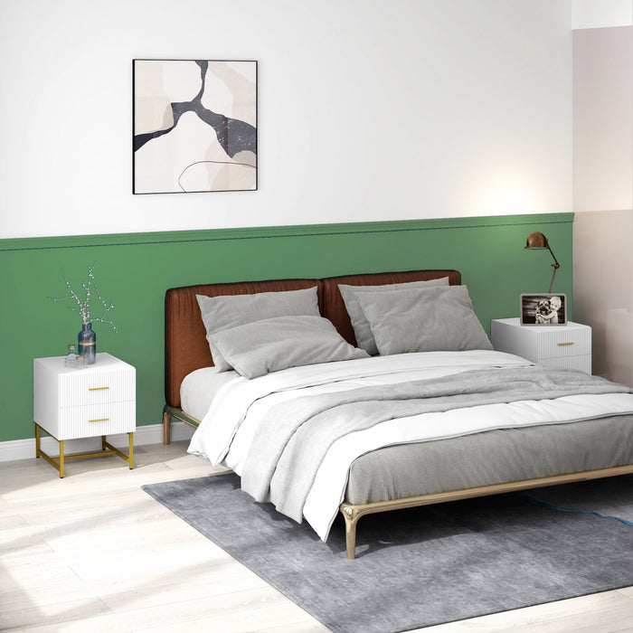 HOMCOM Nightstands Set of 2 Bedside Tables with Drawers for Bedroom White