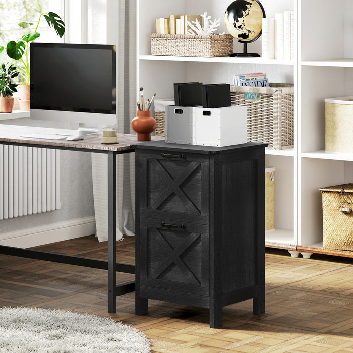 HOMCOM File Cabinet with 2 Drawers Filing Cabinet for A4 Letter, Black
